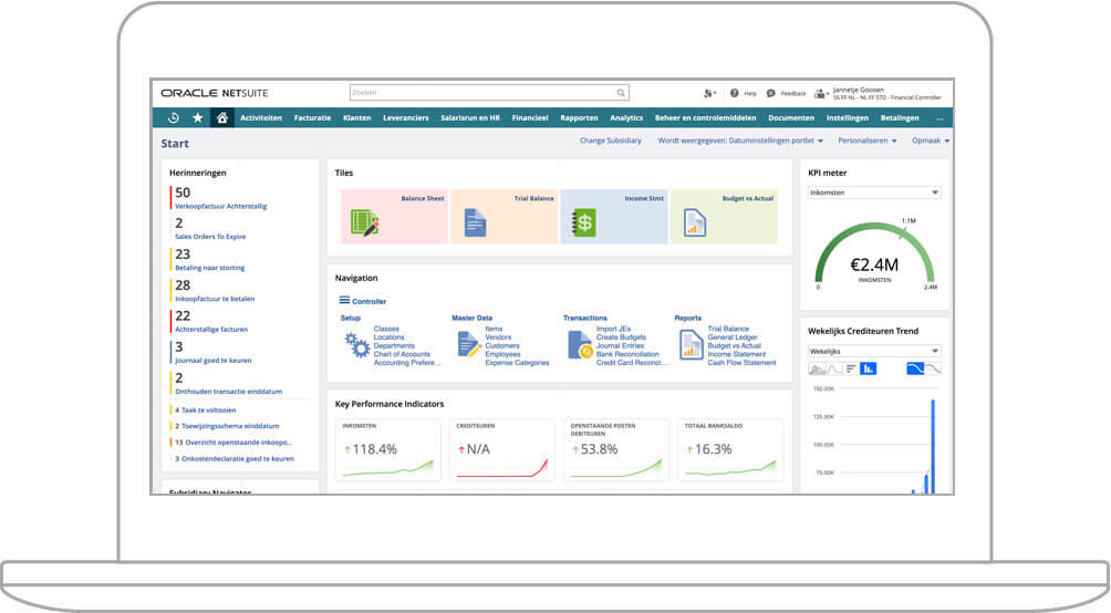 NetSuite Financials Dashboard